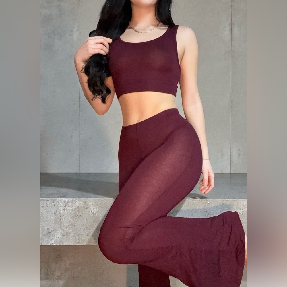 Fashion Nova Burgundy Pants Set